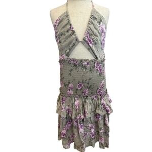 Sky to Moon Floral Halter Mini Dress Juniors Size Small